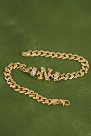 N Harf Gurmet Altın Bileklik