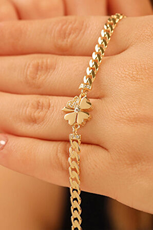 İnce Gurmet Yonca Kadın Altın Bileklik