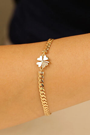 İnce Gurmet Yonca Kadın Altın Bileklik