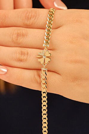 İnce Gurmet Yonca Kadın Altın Bileklik