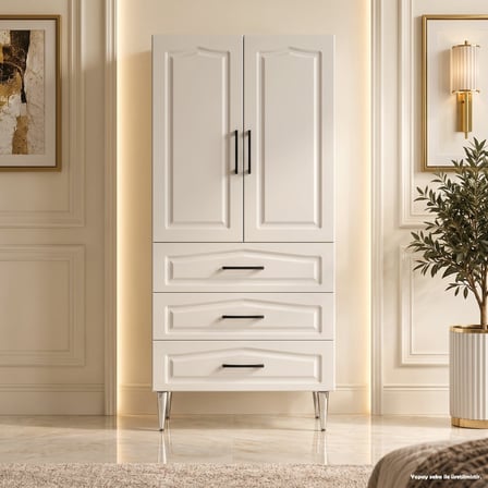 Giverny Çok Amaçlı Dolap 60 cm 2 Kapak 3 Çekmece Soft Beyaz - Çok Amaçlı Çekmeceli Dolap