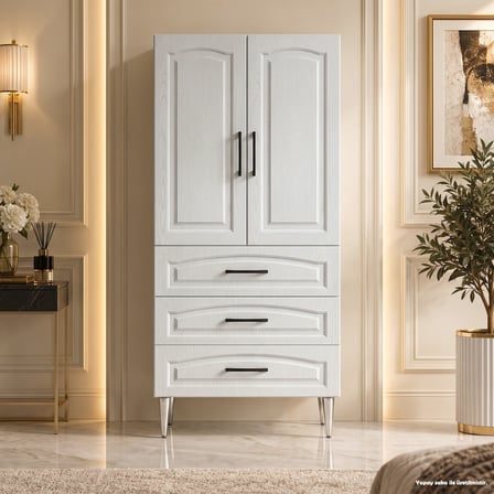 St. Moritz Çok Amaçlı Dolap 60 cm 2 Kapak 3 Çekmece Silver Dişbudak - Çok Amaçlı Erzak Dolabı