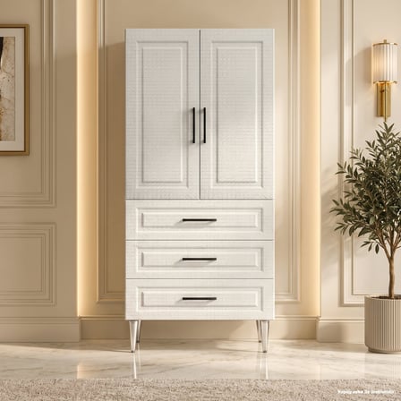 Deauville Çok Amaçlı Dolap 60 cm 2 Kapak 3 Çekmece Beyaz Koton - Çok Amaçlı Kiler Dolabı