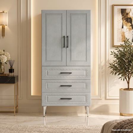 Lecce Çok Amaçlı Dolap 60 cm 2 Kapak 3 Çekmece Açık Storm - Çok Amaçlı Kiler Dolabı