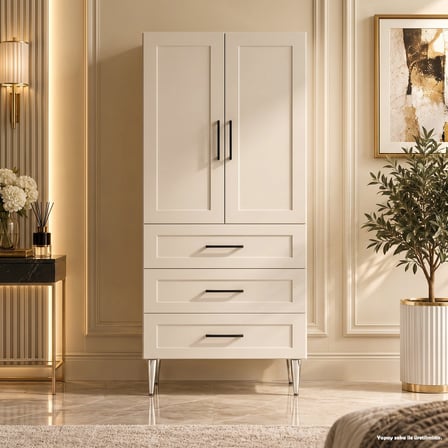 Vevey Çok Amaçlı Dolap 60 cm 2 Kapak 3 Çekmece Lake Krem - Çok Amaçlı Mutfak Dolabı