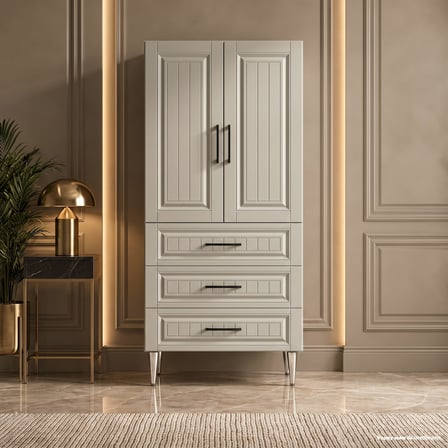 Lausanne Çok Amaçlı Dolap 60 cm 2 Kapak 3 Çekmece Lake İpek Grisi RAL 7044 - Çok Amaçlı Kiler Dolabı