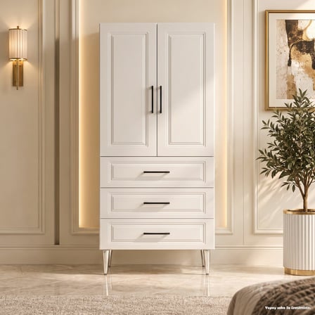 Assisi Çok Amaçlı Dolap 60 cm 2 Kapak 3 Çekmece Bute Beyaz - Çok Amaçlı Erzak Dolabı