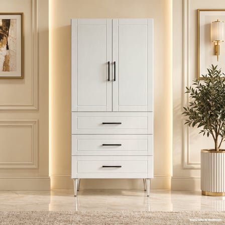 Cortona Çok Amaçlı Dolap 60 cm 2 Kapak 3 Çekmece Beyaz Dişbudak - Çok Amaçlı Mutfak Dolabı