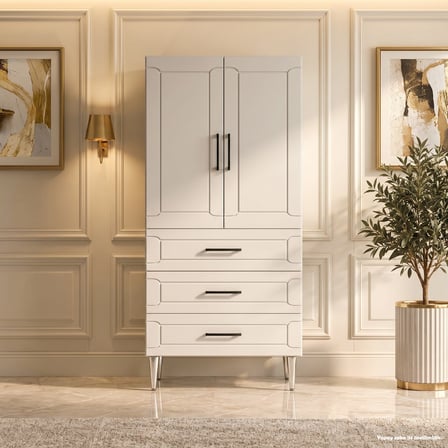 Fiesole Çok Amaçlı Dolap 60 cm 2 Kapak 3 Çekmece Bute Beyaz - Çok Amaçlı Raflı Dolap