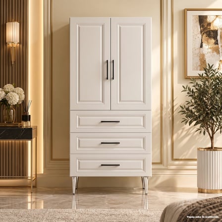 Orvieto Çok Amaçlı Dolap 60 cm 2 Kapak 3 Çekmece Bute Beyaz - Çok Amaçlı Erzak Dolabı