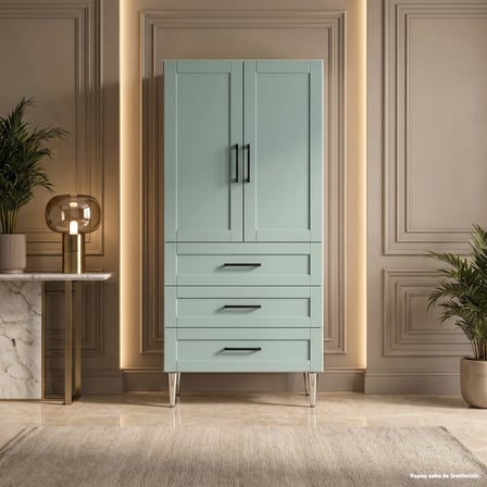 Manarola Çok Amaçlı Dolap 60 cm 2 Kapak 3 Çekmece Soft Retro Yeşil - Çok Amaçlı Çekmeceli Dolap