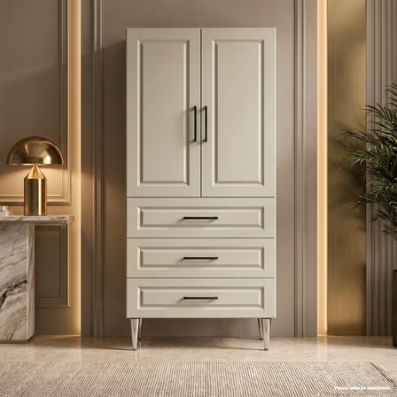 Taormina Çok Amaçlı Dolap 60 cm 2 Kapak 3 Çekmece Soft Cappuccino - Çok Amaçlı Raflı Dolap