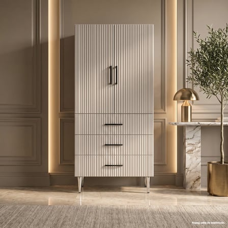 Pergamon Çok Amaçlı Dolap 60 cm 2 Kapak 3 Çekmece Soft Kaşmir - Çok Amaçlı Raflı Dolap