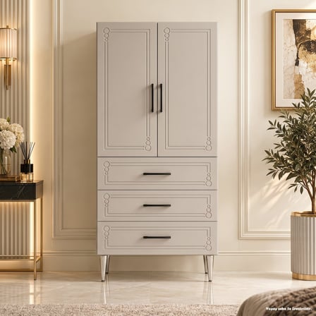 Küçüksu Çok Amaçlı Dolap 60 cm 2 Kapak 3 Çekmece Soft Açık Gri - Çok Amaçlı Banyo Dolabı