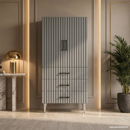 Priene Çok Amaçlı Dolap 60 cm 2 Kapak 3 Çekmece Soft Koyu Gri - Çok Amaçlı Çekmeceli Dolap