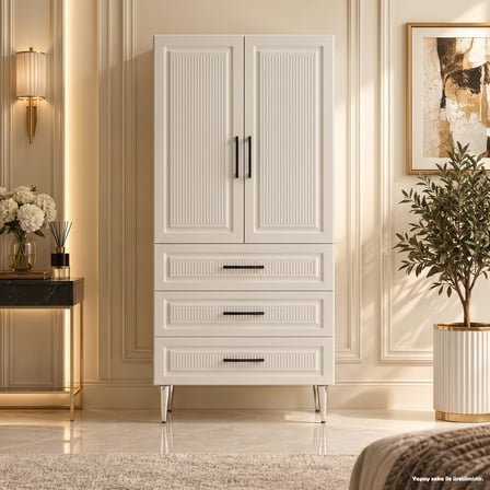 Cape Cod Çok Amaçlı Dolap 60 cm 2 Kapak 3 Çekmece Soft Beyaz - Çok Amaçlı Banyo Dolabı