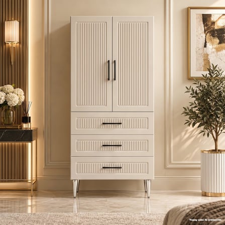 Artemis Çok Amaçlı Dolap 60 cm 2 Kapak 3 Çekmece Soft Vizon - Çok Amaçlı Raflı Dolap