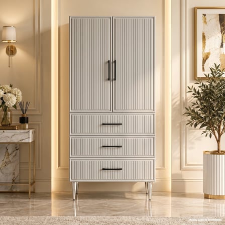 Sardes Çok Amaçlı Dolap 60 cm 2 Kapak 3 Çekmece Soft Açık Gri - Çok Amaçlı Kiler Dolabı