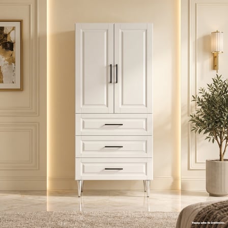 Chantilly Çok Amaçlı Dolap 60 cm 2 Kapak 3 Çekmece Soft Beyaz - Çok Amaçlı Mutfak Dolabı