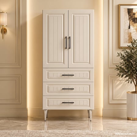 Bibury Çok Amaçlı Dolap 60 cm 2 Kapak 3 Çekmece Soft Aytaşı - Çok Amaçlı Banyo Dolabı