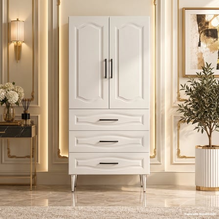 Versailles Çok Amaçlı Dolap 60 cm 2 Kapak 3 Çekmece Soft Beyaz - Çok Amaçlı Mutfak Dolabı