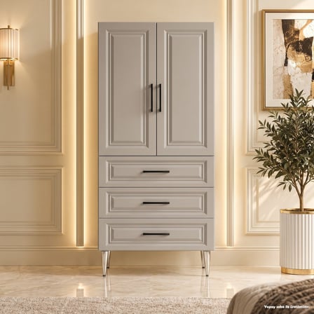 Ravello Çok Amaçlı Dolap 60 cm 2 Kapak 3 Çekmece Soft Kaşmir - Çok Amaçlı Erzak Dolabı
