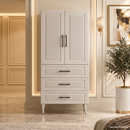 Windsor Çok Amaçlı Dolap 60 cm 2 Kapak 3 Çekmece Soft İpek Gri - Çok Amaçlı Banyo Dolabı