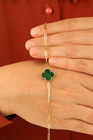 Yeşil Yonca Altın Bileklik