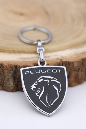 Yeni Peugeot Anahtarlık Mineli Metal Otomobil Anahtarlığı - 2 Taraf Baskılı Krom Kaplamalı