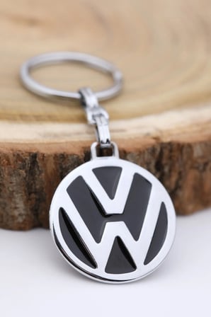 Volkswagen Anahtarlık Mineli Metal Otomobil Anahtarlığı - 2 Taraf Baskılı Krom Kaplamalı