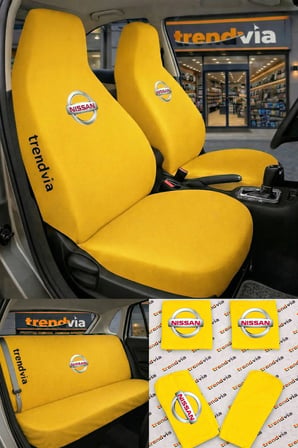 Nissan Logolu Oto Koltuk Kılıfı Ön Arka Set – Penye Likralı Universal Koltuk Koruyucu Servis Kılıfı