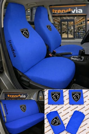 Peugeot (Yeni) Logolu Oto Koltuk Kılıfı Ön Arka Set – Penye Universal Koltuk Koruyucu Servis Kılıfı