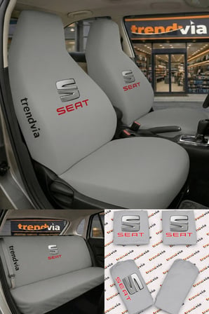 Seat Logolu Oto Koltuk Kılıfı Ön Arka Set – Penye Likralı Universal Koltuk Koruyucu Servis Kılıfı