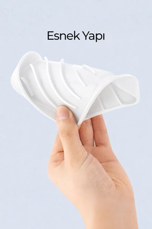 Beyaz Silikon Katı Sabunluk Vantuzlu Su Giderli Kaymaz Banyo Mutfak Organizeri 12 cm