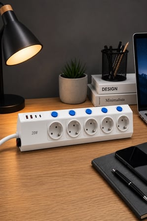 5’li Akım Korumalı Çoklu Priz 2 Metre Kablolu 3680w 16a 5 Anahtarlı 2usb-a 2 Usb-c Pd 20w Hızlı Ftr-28