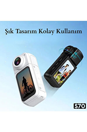S70 Mıknatıslı Yaka Kamerası Hd Kalite, 30 Fps, Kolay Bağlantı, Boyun Askısı 2.7K Siyah