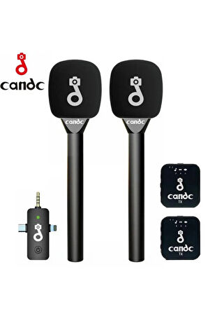 Çift Mikrofonlu Profosyonel Kablosuz Yüksek Kaliteli Ses Kaydı Röportaj Mikrofonu