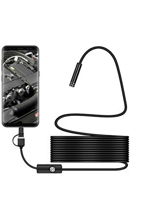 Endoskop 3 İn 1 Yılan Kamera Usb Micro Usb Type-C 20 Metre Sert Kablo
