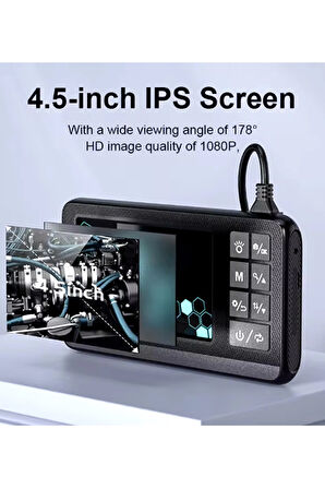 Ekranlı Çift Kameralı 10 Mt Sert Kablo Endoskop Kamera 8 Mm 4.3 Inc Hafıza Kart Destekli