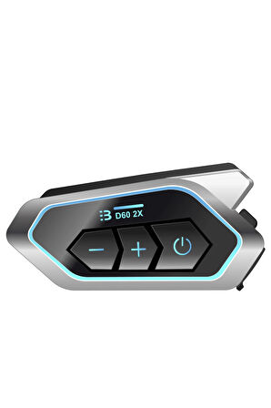 D60 2X Motosiklet Kask Kulaklığı Bluetooth Intercom Rgb Işıklı 2 Intercom Bağlantılı