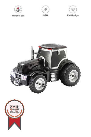 D42 Siyah Traktör Tasarım Usb/Fm Radyo Bluetooth Hoparlör Speaker