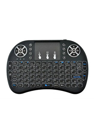 Tv Box Ps3 Uyumlu Kablosuz Dokunmatik Işıklı Şarjlı Touchpadli Mini Q Klavye