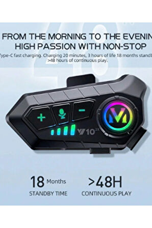 ﻿Y10 2X Motosiklet Kask İntercom Çift Eşleşme Rgb Işıklı Bluetooth Kulaklık 5,3
