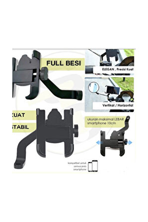 Alüminyum Gövdeli Metal Ayna Bağlantılı Motosiklet Telefon Tutucu 7 İnç Xl