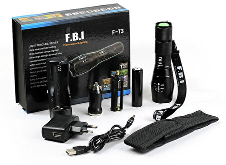 F-T3 Su Geçirmez Alüminyum Oksidiyon Şarjlı El Feneri