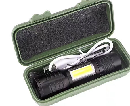 Wison Ws-5454 Taktik El Feneri Usb Şarj Edilebilir Kamp Feneri Cob Zumlanabilir Mini Taşınabilir El