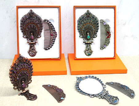 Tavuskuşu Katlanabilir Ayna Ve Tarak Seti Orta Boy Alk4984