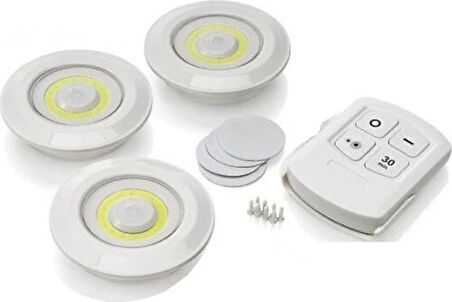 Kablosuz Uzaktan Kumandalı 3Lü Led Lamba Seti
