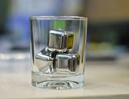 4'Lü Çelik Metal Kaplama Viski Taşı Soğutma Buz Küpü