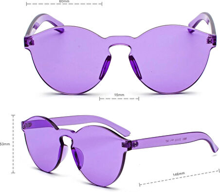 Sert Mika Oval Şekilli Çerçevesiz Mor Gözlük Parti 5X14 Cm